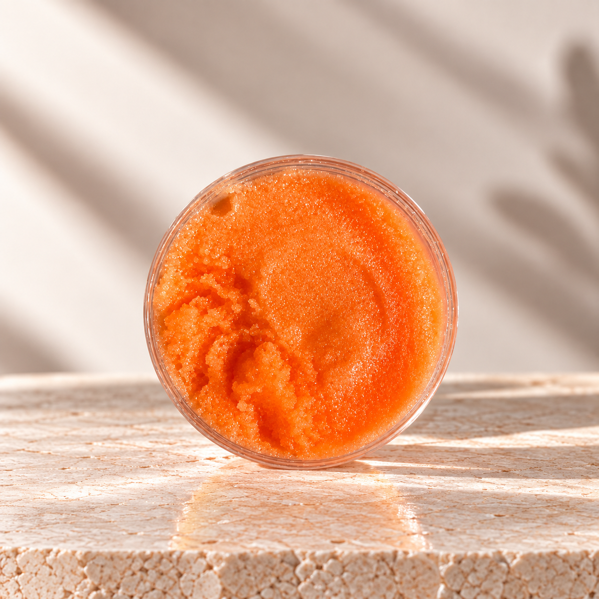 Turmeric Passion Fruit Body Scrub jar for exfoliating and brightening skin