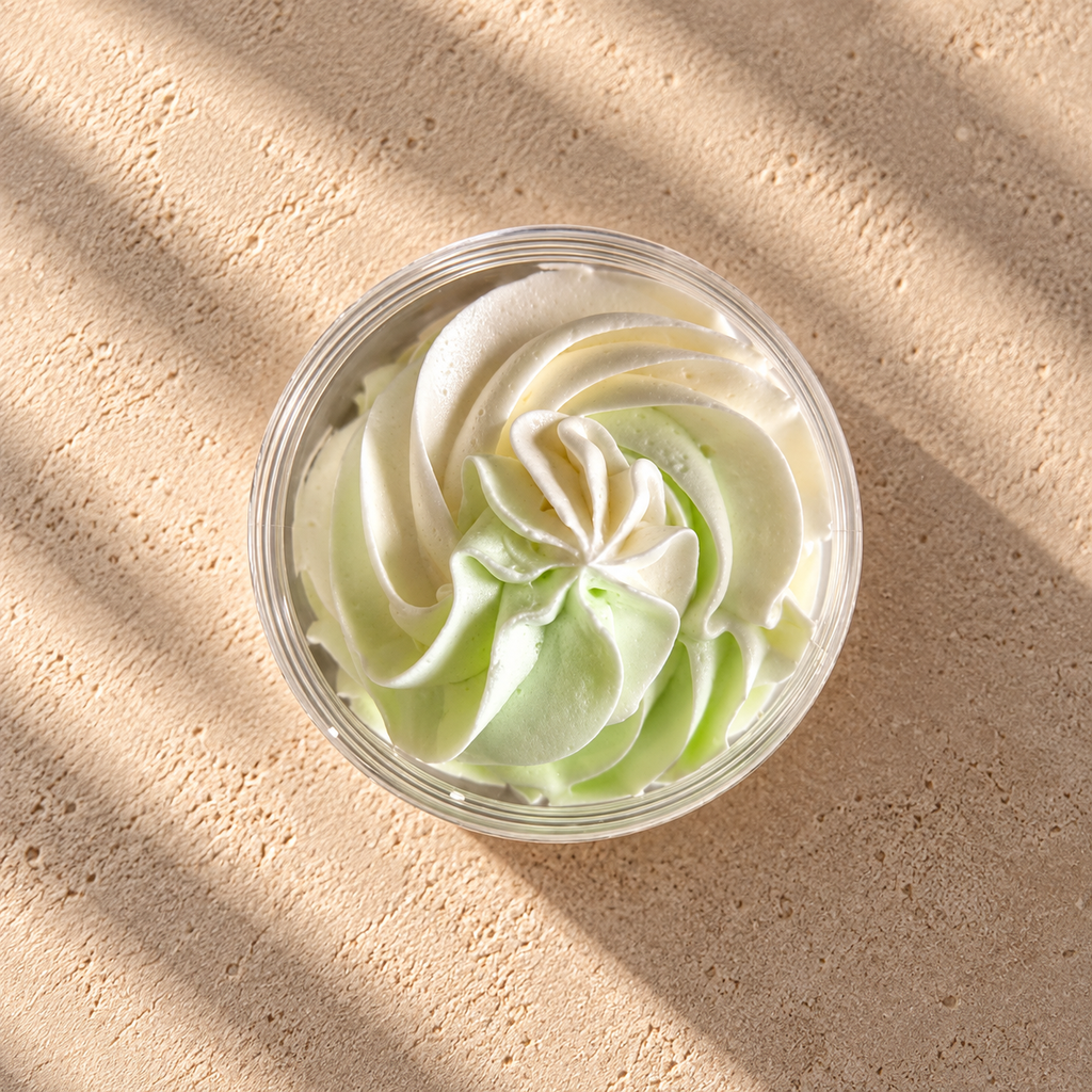 Whipped Body Butter, Tea Tree scent, shea and cocoa butter jar